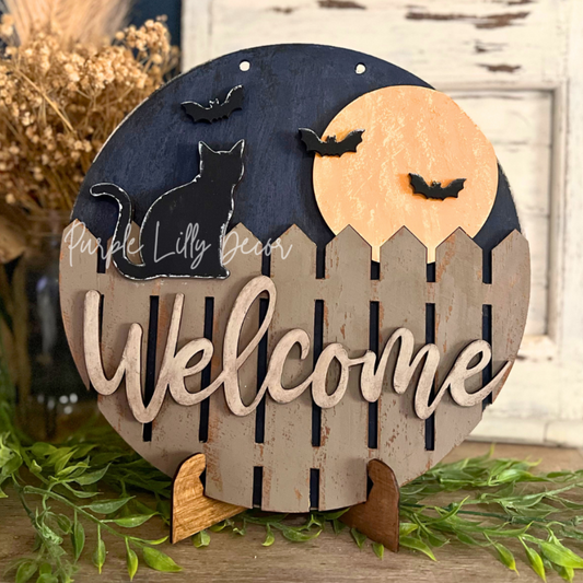 Black Cat Welcome Sign