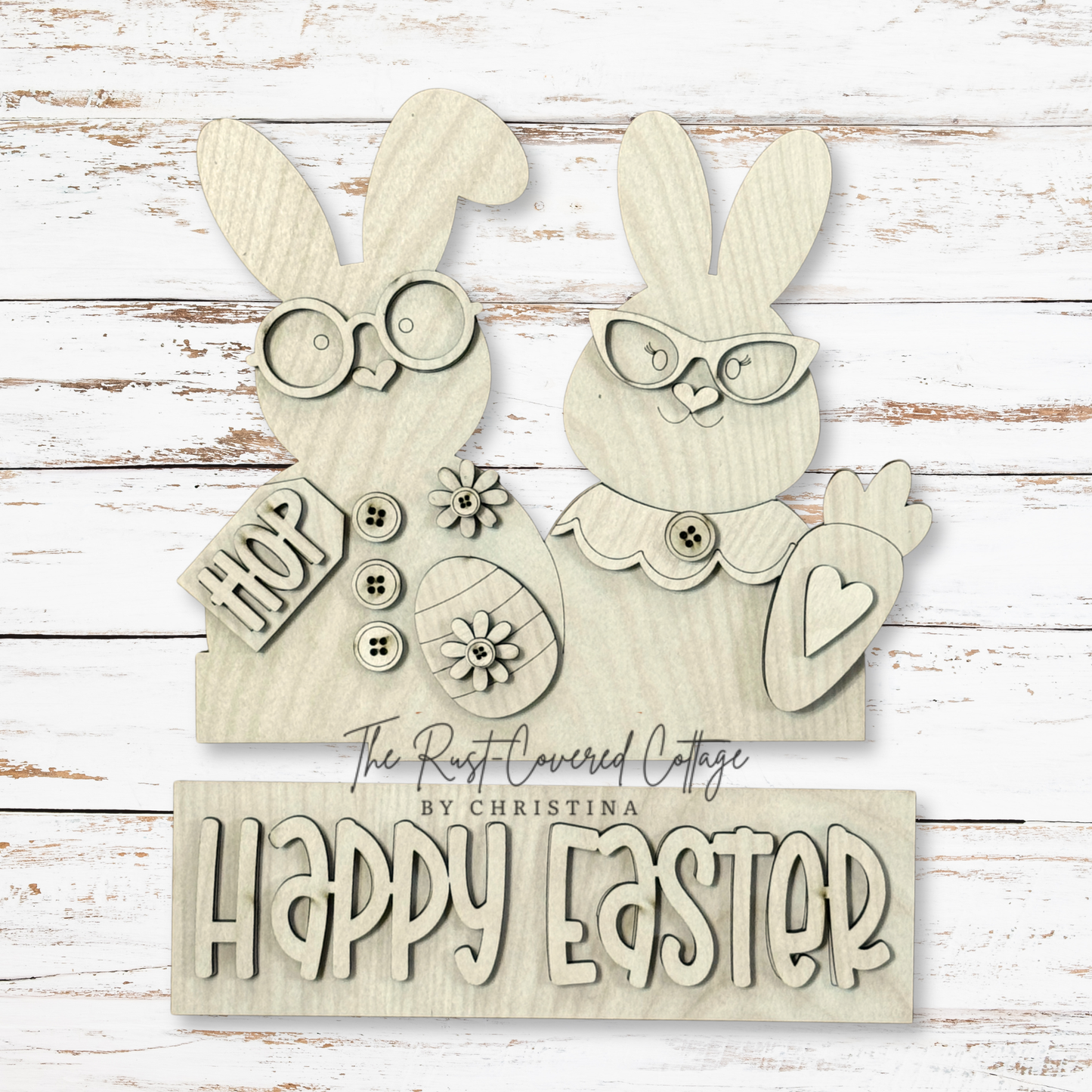 Bunny Couple Insert – Interchangeable Window Box – DIY Wood Kit