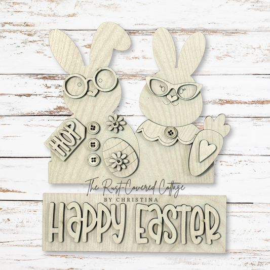 Bunny Couple Insert – Interchangeable Window Box – DIY Wood Kit