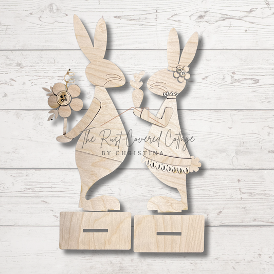 Bunny Couple Shelf Sitters | Laser Cut | Easter Decor