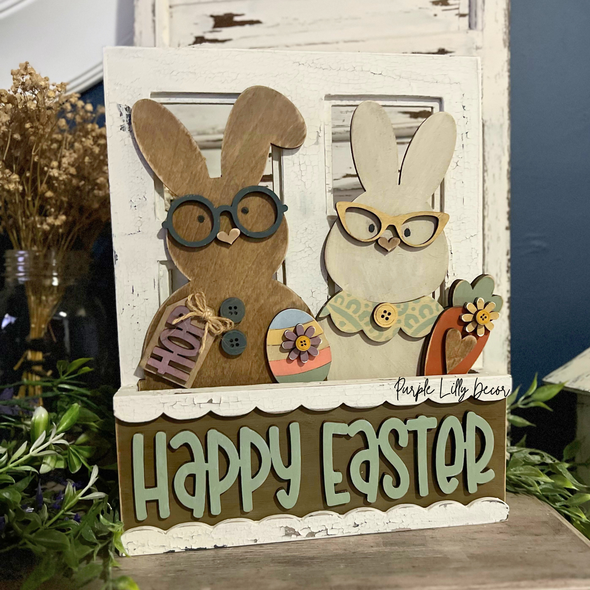 Bunny Couple Insert | Interchangeable Window Box DIY Wood Kit – The ...