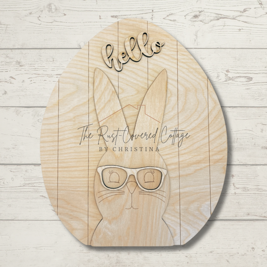 Bunny with Specs Sign/Door Hanger | DIY| Wood Kit