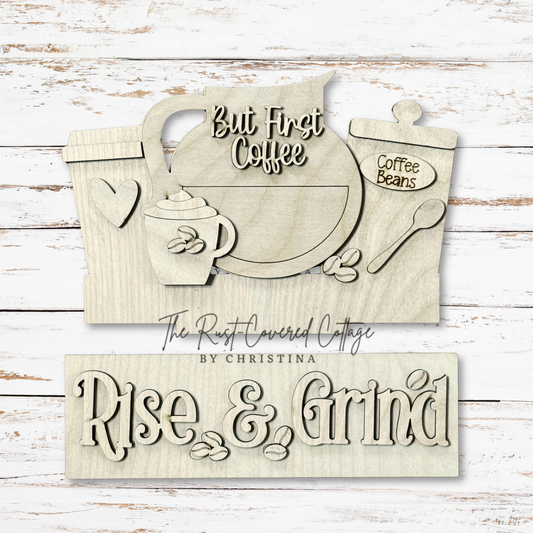 But First Coffee Insert – Interchangeable Window Box – DIY Wood Kit