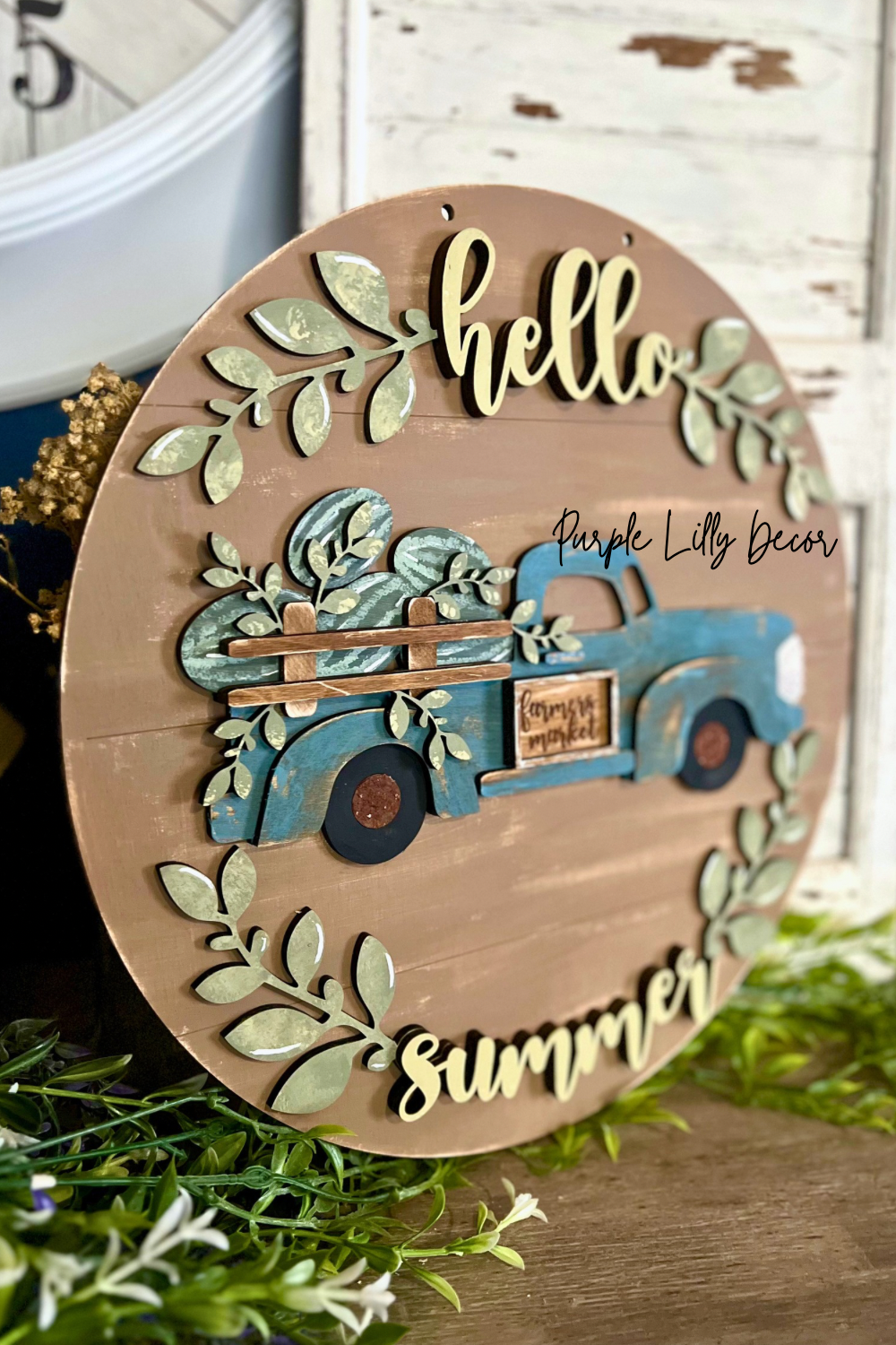 Hello Summer Truck Door Hanger – 15” Layered DIY Wood Kit