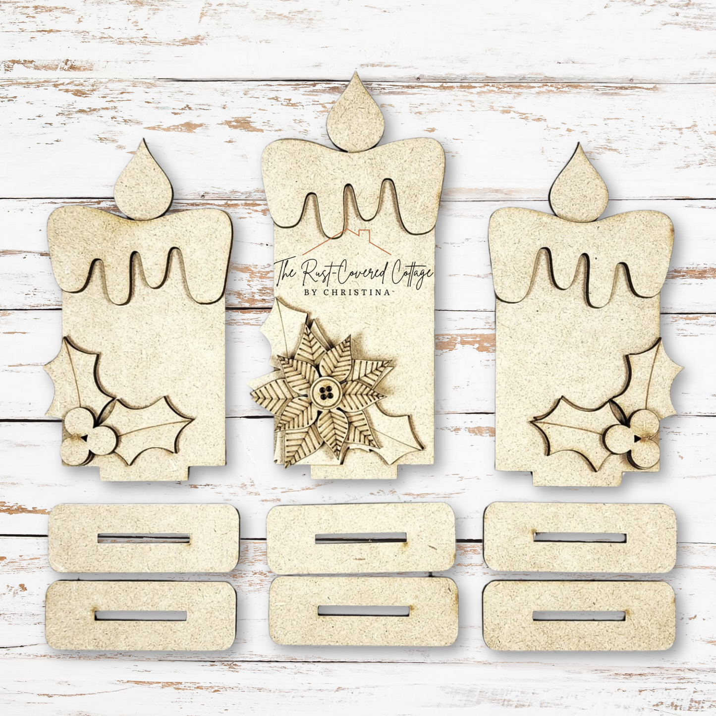 Candle Trio Shelf Sitters | Holiday DIY Wood Kit