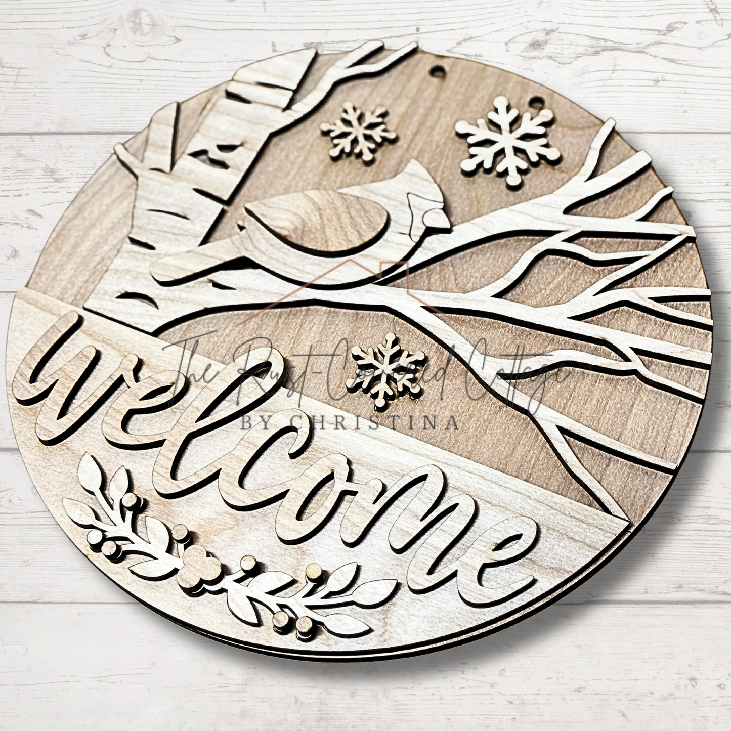 Winter Cardinal Welcome Round DIY Wood Kit – Available in 10.5" & 15