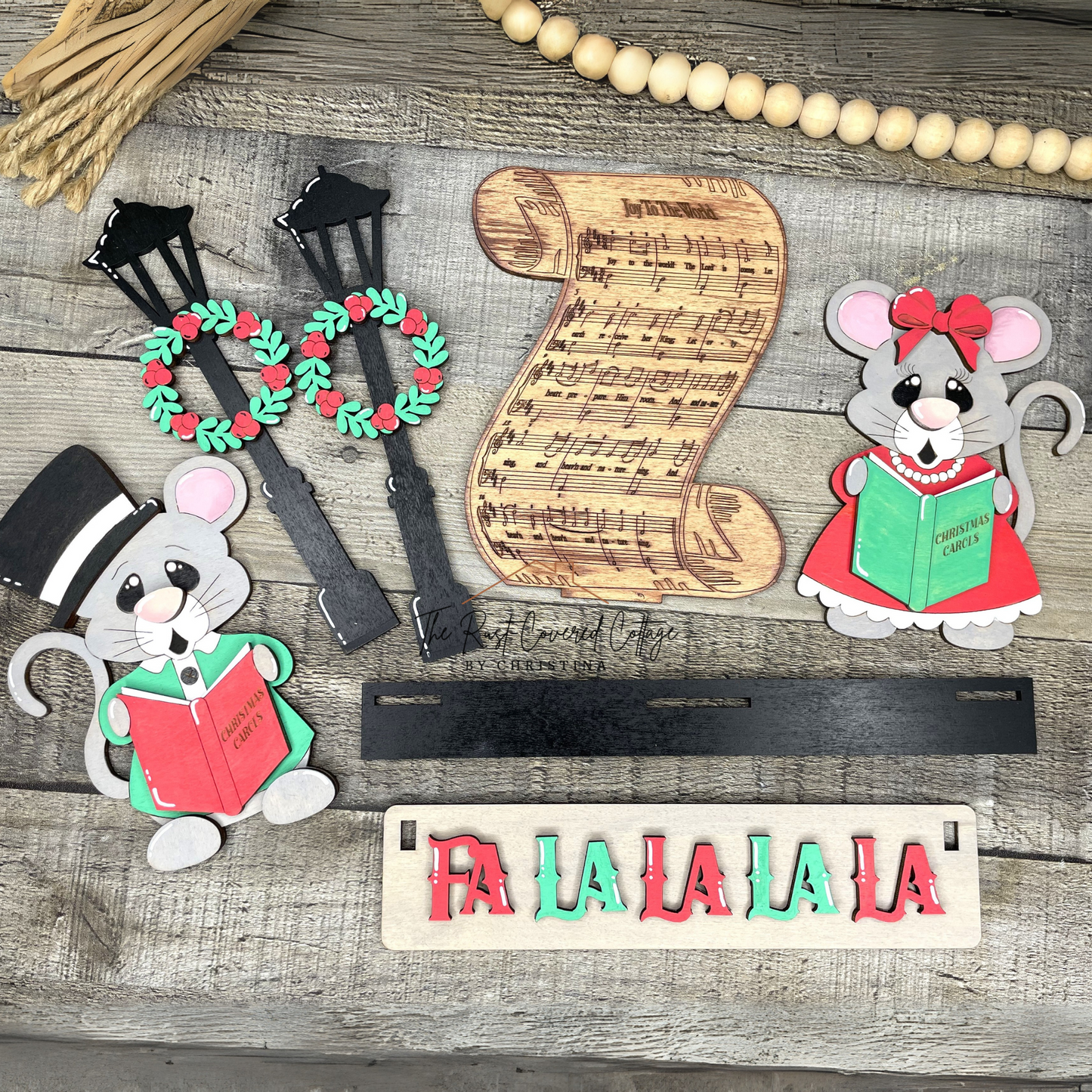 Caroling Mice Wagon Insert | DIY Christmas Interchangeable Wood Kit
