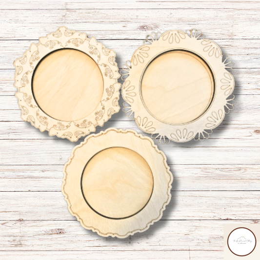 Charger Plates Set - 3| Decorative Plates for Crafts |DIY Laser Cut Birch Wood