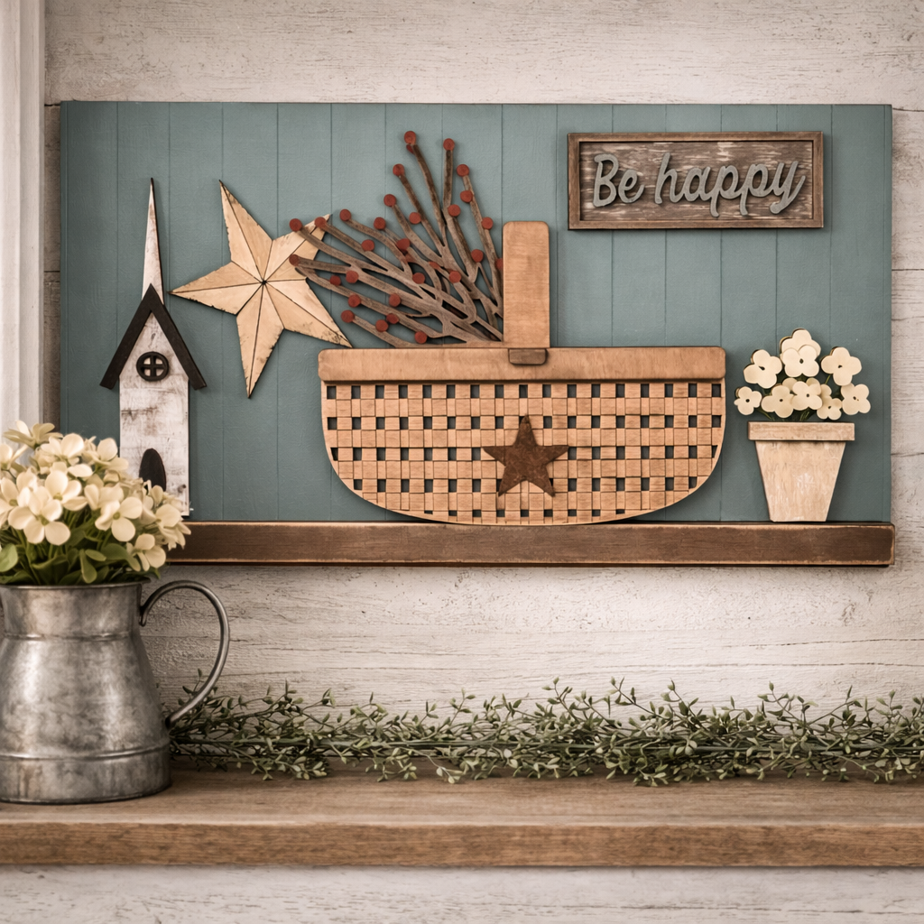Primitive Basket DIY Wood Kit | Laser Cut