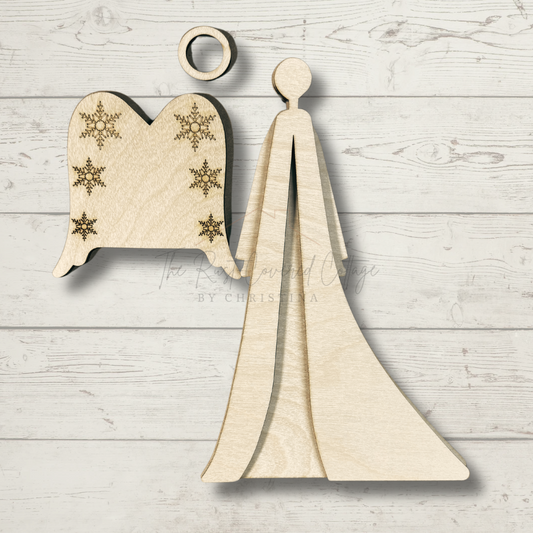 Christmas Angel DIY Wood Kit | 3-Layer Laser Cut Birch (8" x 5")