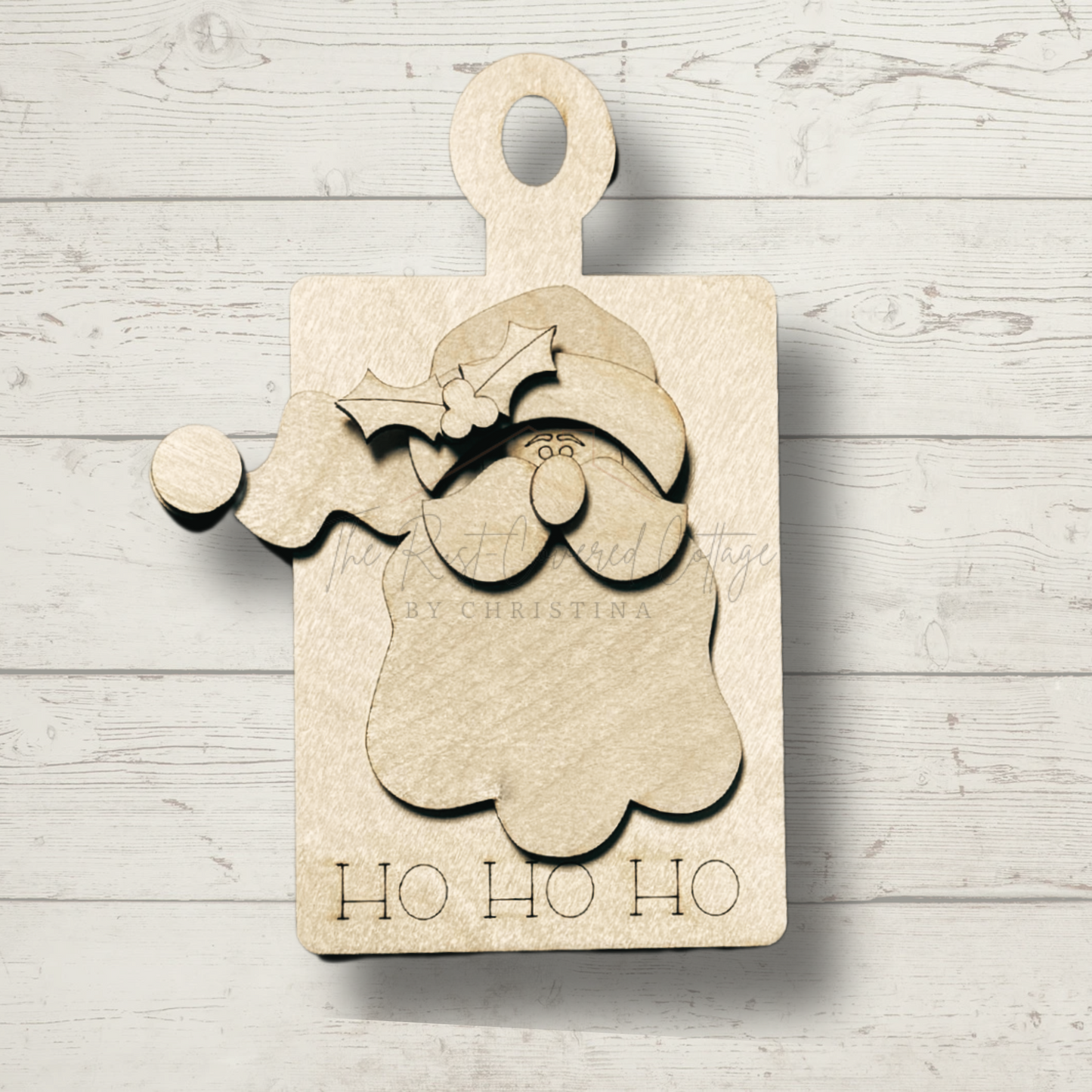 Santa Face on Decorative Cutting Board | Laser Cut Birch (6")