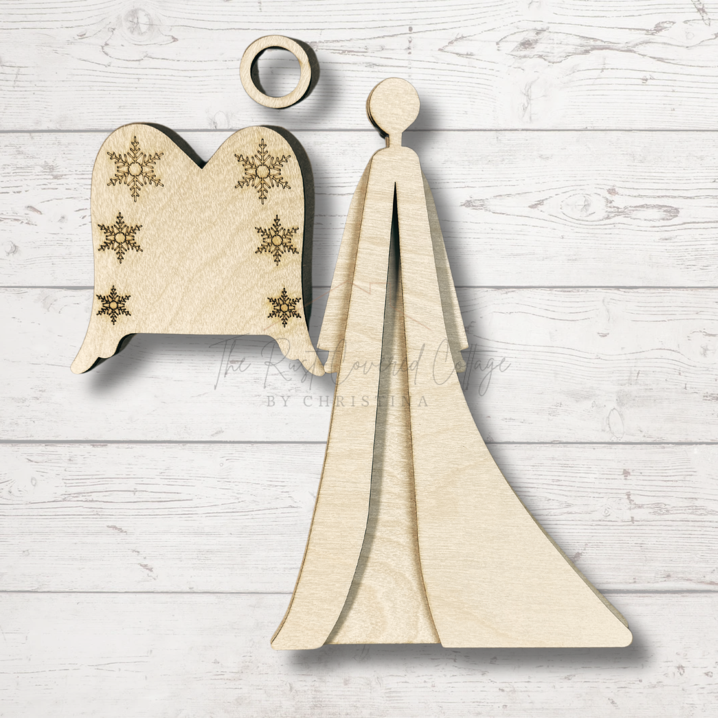 Christmas Angel DIY Wood Kit | 3-Layer Laser Cut Birch (8" x 5")