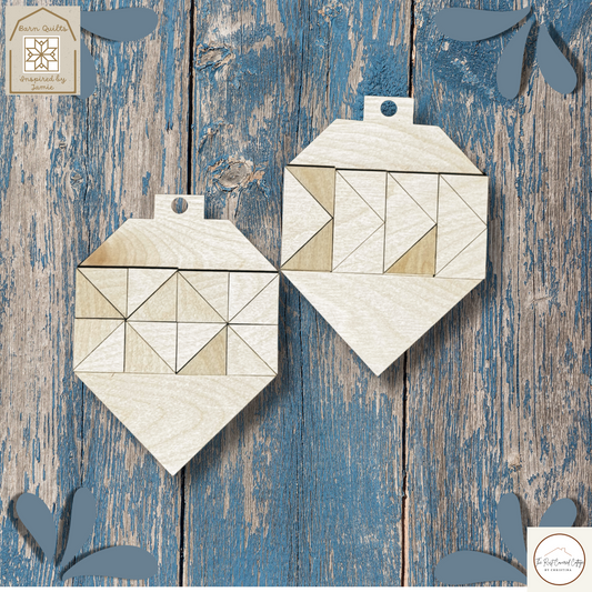 Christmas Barn Quilt Ornies - Set 1 | DIY Wood Ornament Kit