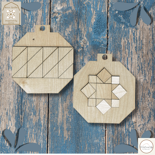 Christmas Barn Quilt Ornies - Set 2 | DIY Wood Ornament Kit