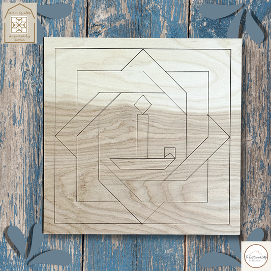 Christmas Candle Labyrinth Quilt Block | Laser Cut DIY Wood Kit | 1/4" Birch, Unfinished 10.5" x 10.5