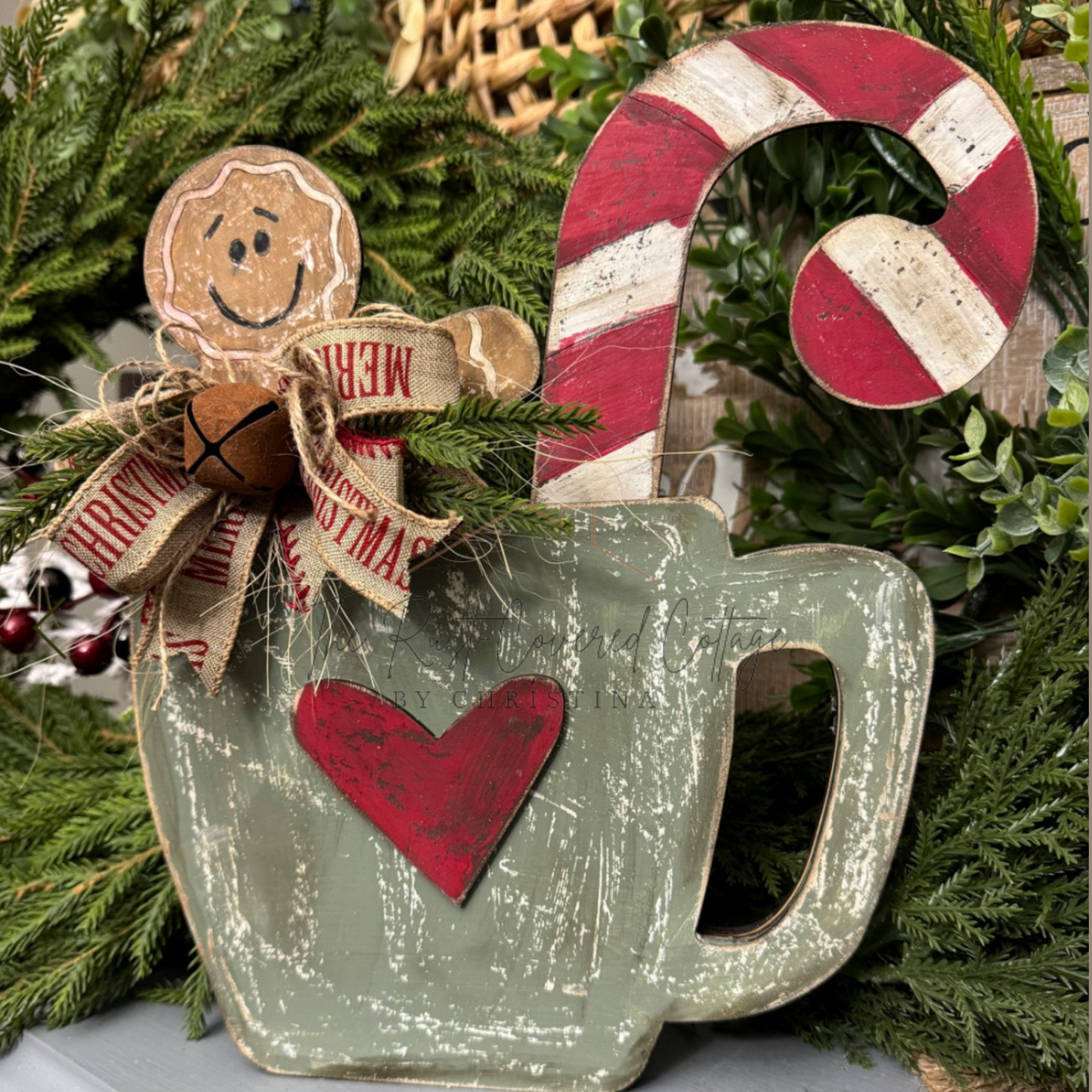 Christmas Cup DIY Wood Kit | 3-Layer Laser Cut Birch (5.5" x 7.25") with Gingerbread Man, Candy Cane & Heart