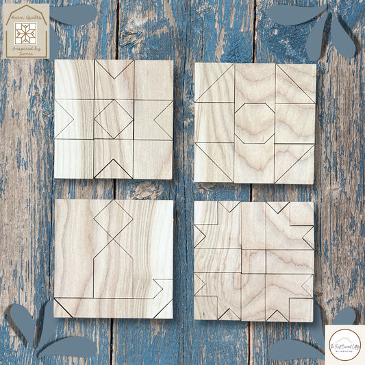 Christmas Mini Quilt Blocks | Set of 4 | Laser Cut DIY Wood Kit | 1/4" Birch, 4.25" Unfinished