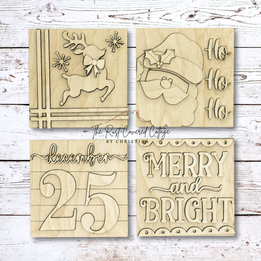 Christmas Mini Interchangeable Signs | Unfinished DIY Wood Set (4)