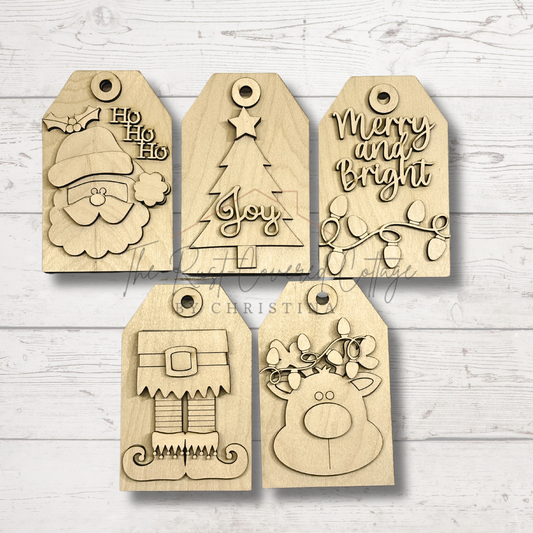 Christmas Gift Tag Ornament Gift Card Holders - Set of 5 | DIY Wooden Kit