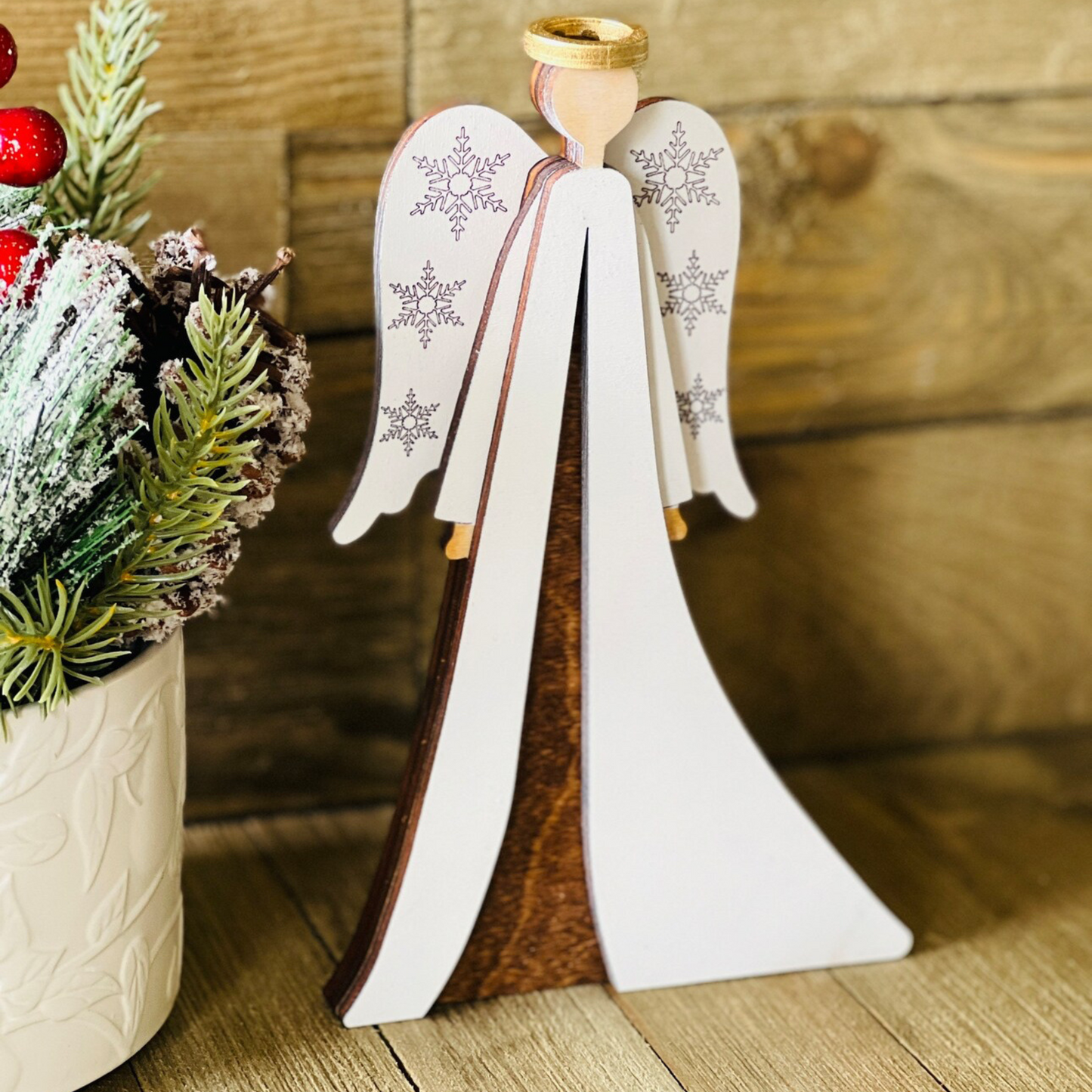 Christmas Angel DIY Wood Kit | 3-Layer Laser Cut Birch (8" x 5")