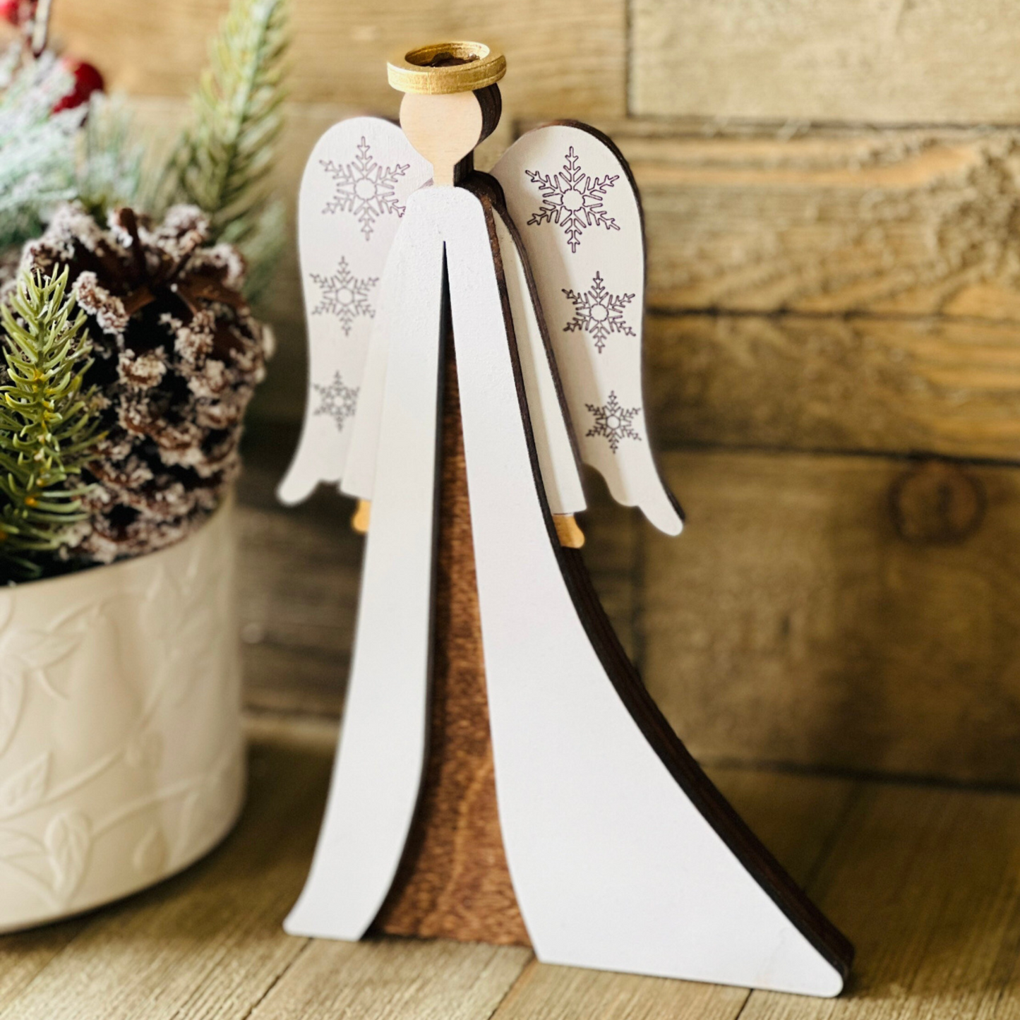 Christmas Angel DIY Wood Kit | 3-Layer Laser Cut Birch (8" x 5")