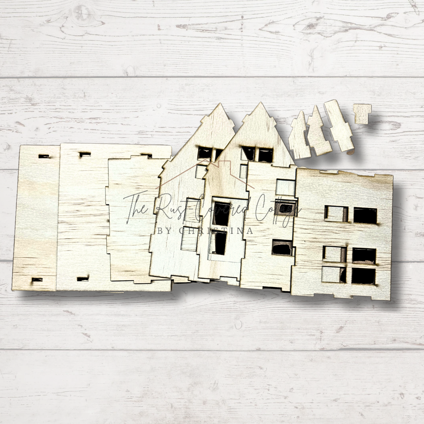 Village Houses - Set of 3 - DIY Wood Decor