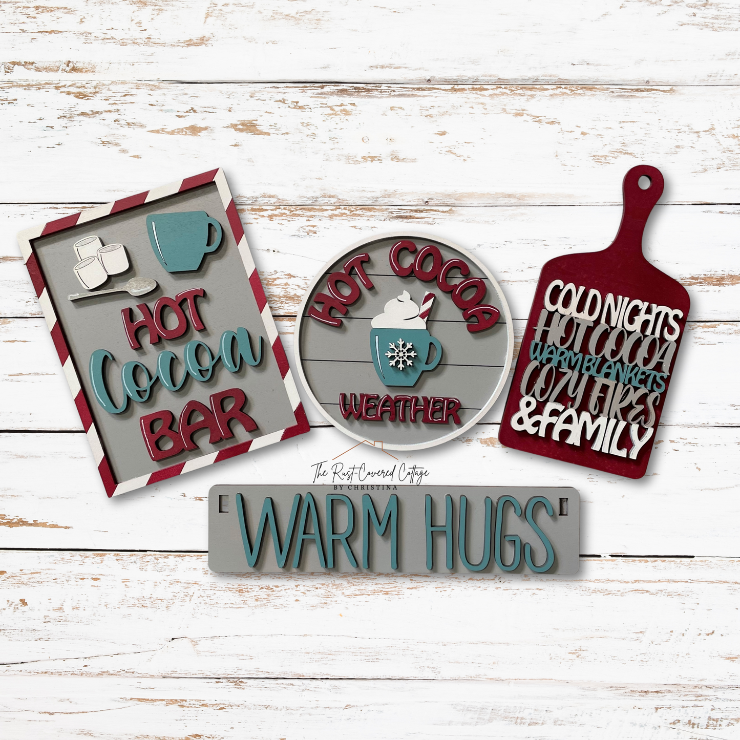 Cocoa Insert for Interchangeable Wagon | Warm Hugs Hot Cocoa Bar Christmas Wood Kit