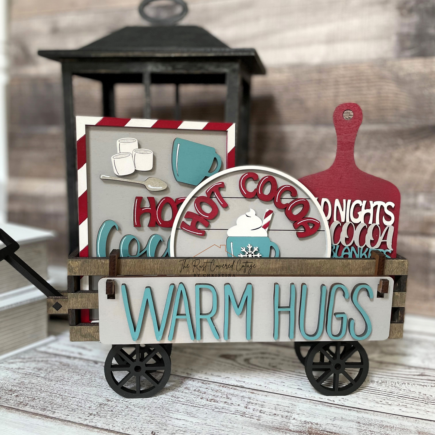 Cocoa Insert for Interchangeable Wagon | Warm Hugs Hot Cocoa Bar Christmas Wood Kit