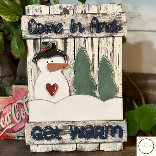 "Come In and Get Warm"| Snowman DIY Wood Kit| Laser Cut