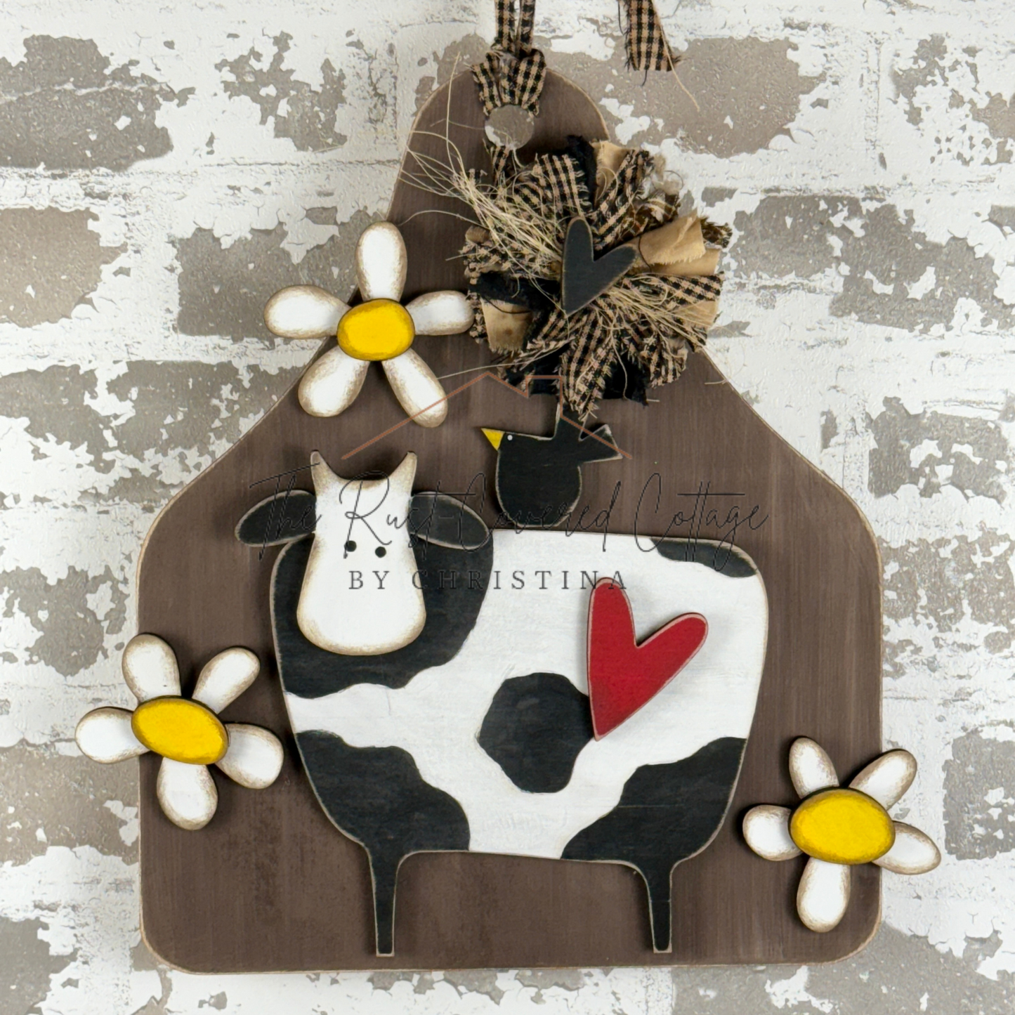 Farmhouse Cow Tag Hanging Sign – DIY Wood Kit