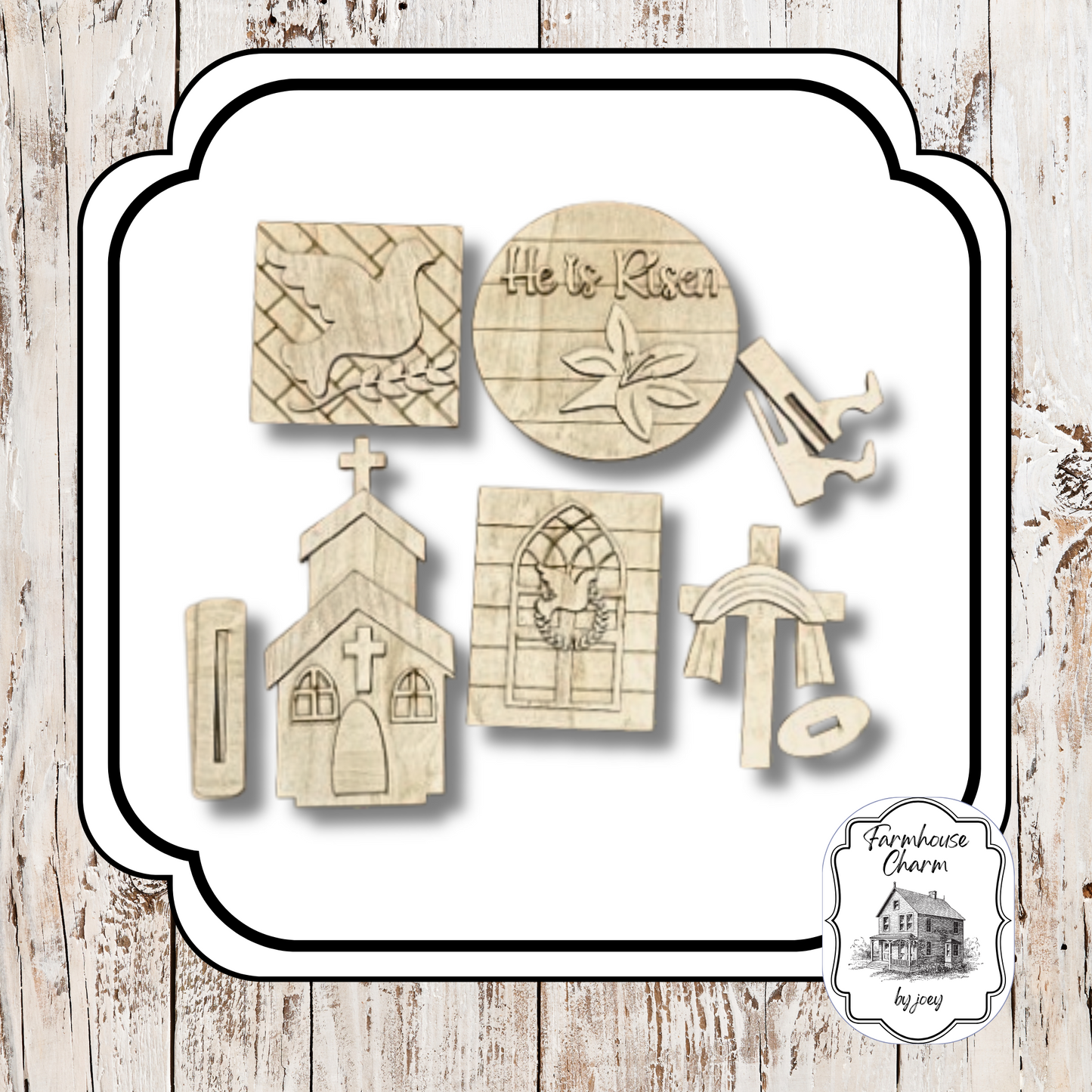 Easter Faith Decor Set – Unfinished Wood | DIY Kit