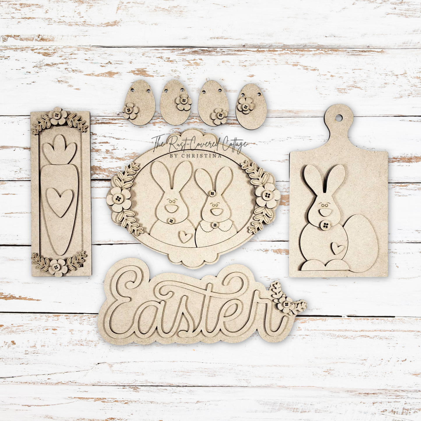 Easter Wood Decor Set | Bunny Carrot Spring DIY Kit