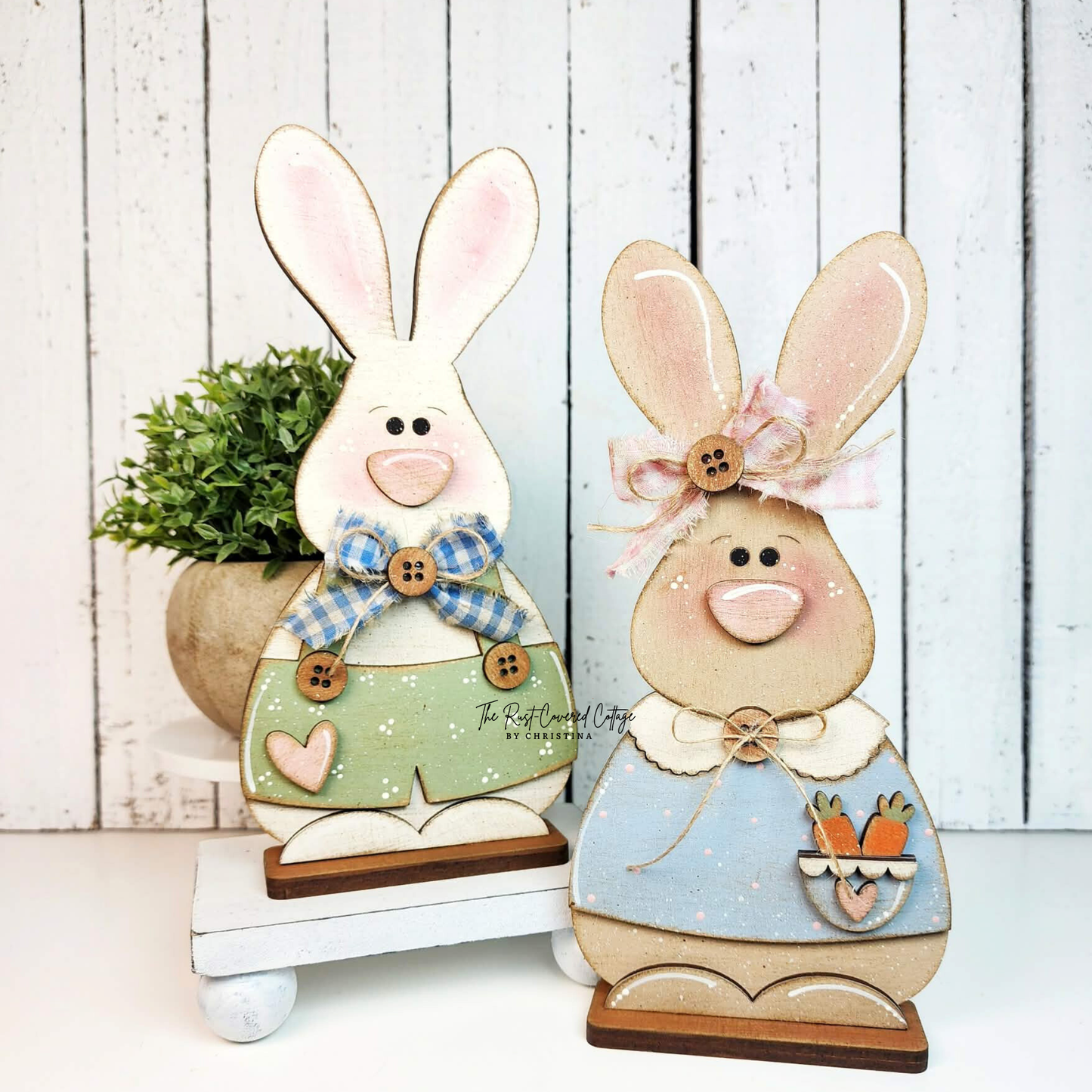 Country Bunny Pair Shelf Sitters Wood Kit