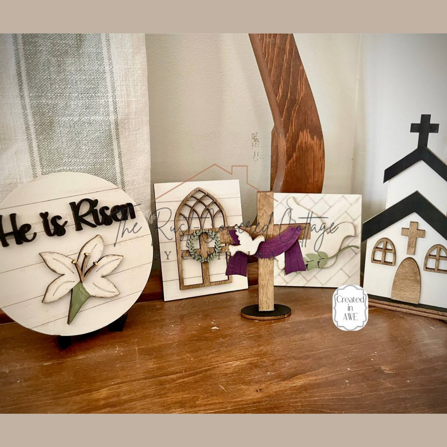 Easter Faith Decor Set – Unfinished Wood | DIY Kit
