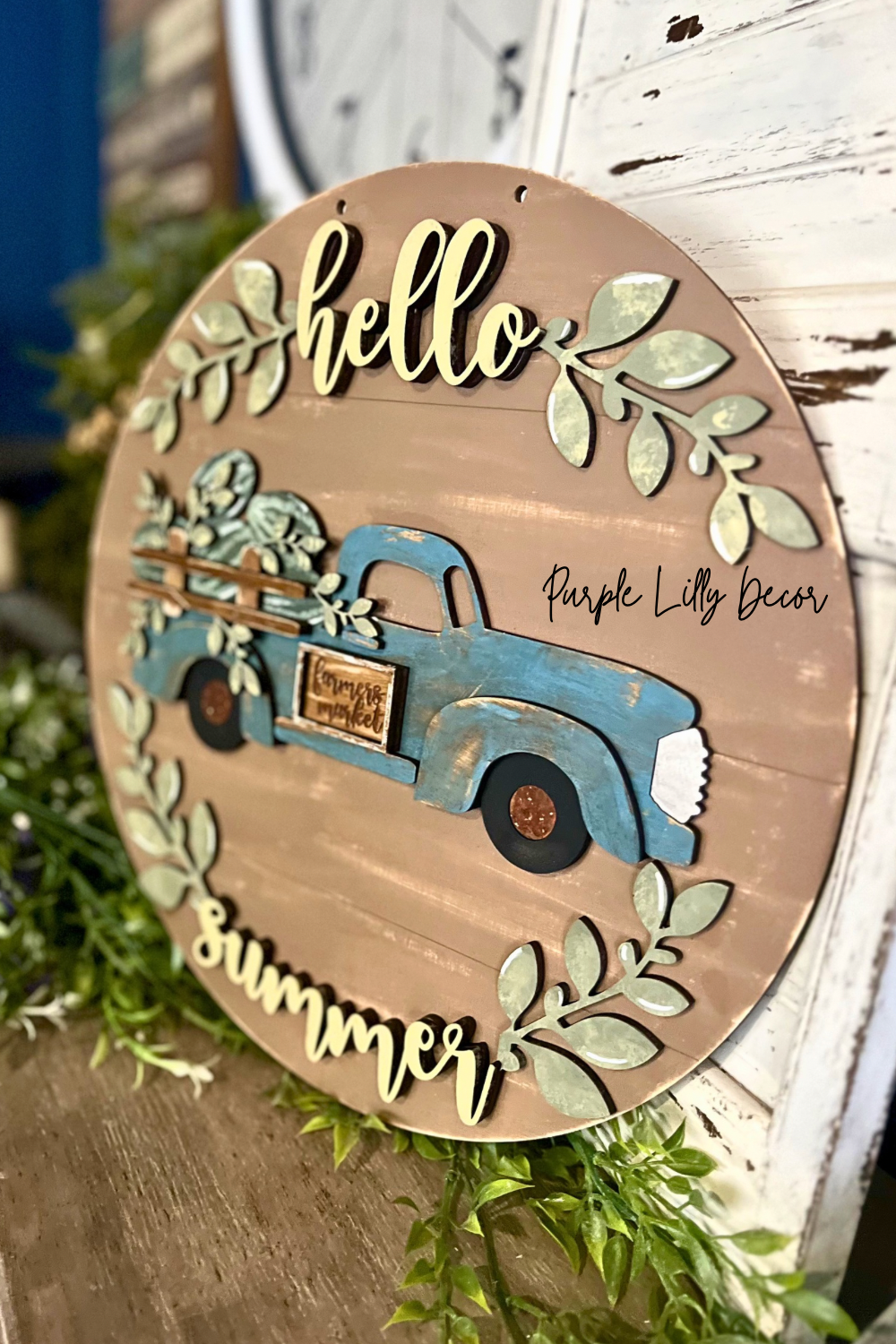 Hello Summer Truck Door Hanger – 15” Layered DIY Wood Kit