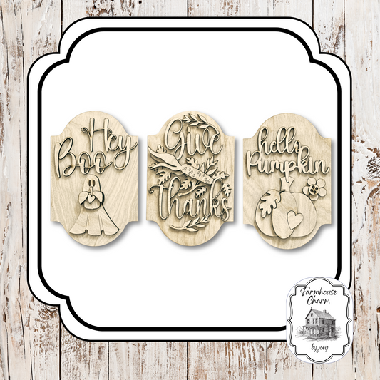 Fall Easel Insert Set – Hey Boo, Give Thanks & Hello Pumpkin | Interchangeable Easel Signs