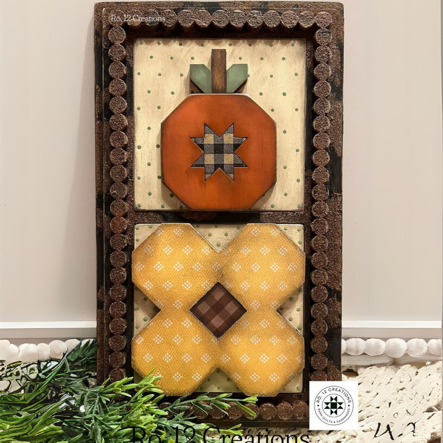 Mini Barn Quilt Block Set – Nine Patch, Pumpkin, Crow & Sunflower (4 pc)