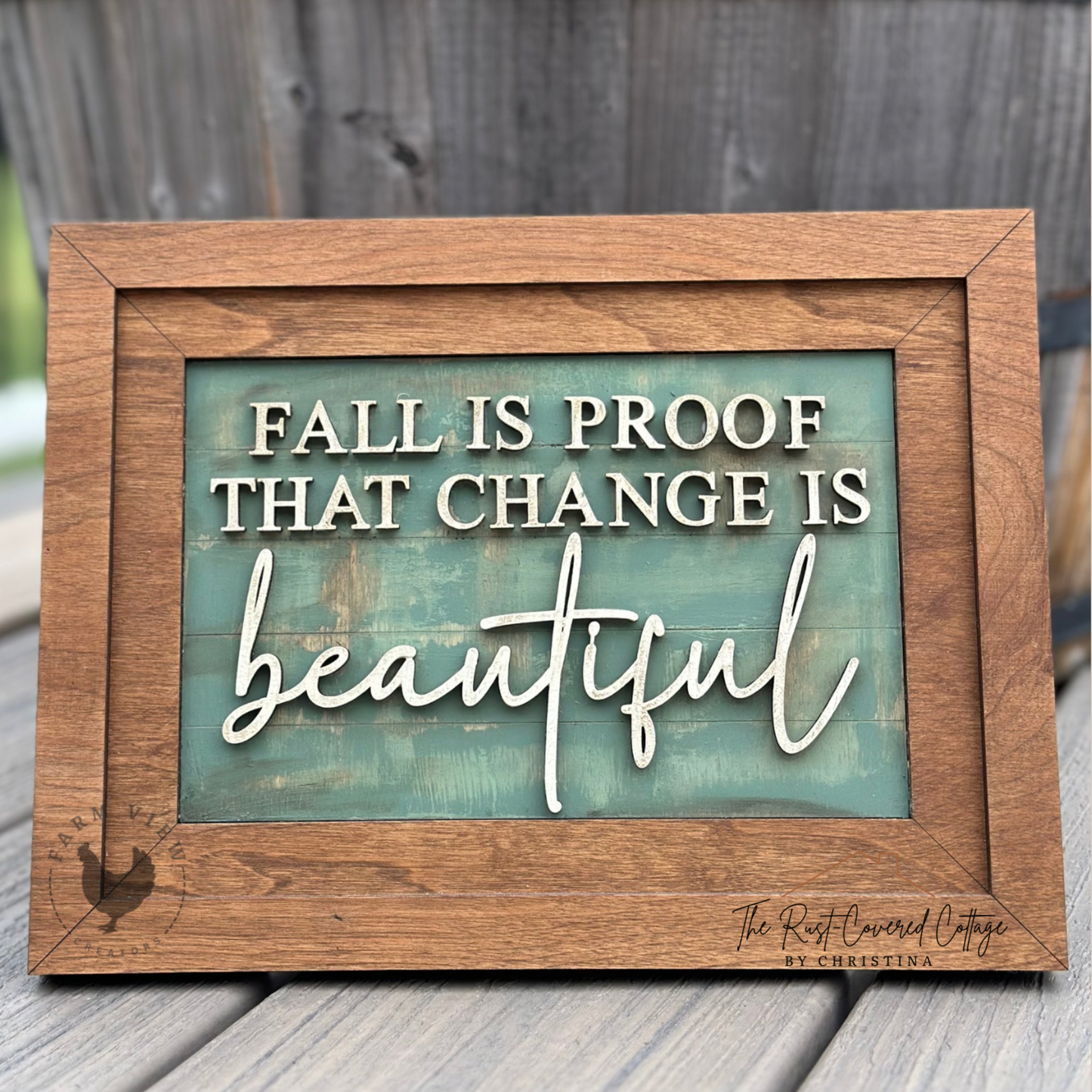 "Fall is Proof That Change is Beautiful" Farmhouse Frame Insert – DIY Laser Cut Kit