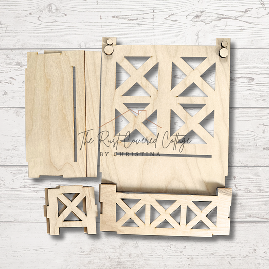 Farmhouse Chair Display Stand | Laser Cut Rustic Shelf Riser for Tiered Tray Decor & Seasonal Crafts