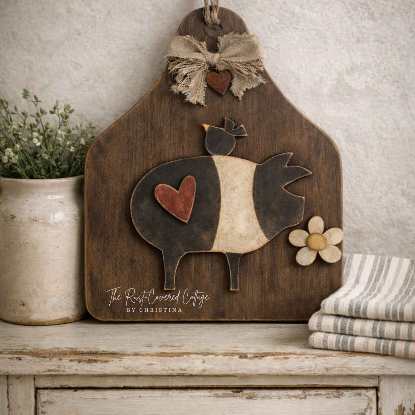 Farmhouse Cow Tag DIY Wood Kit – 12" x 10"