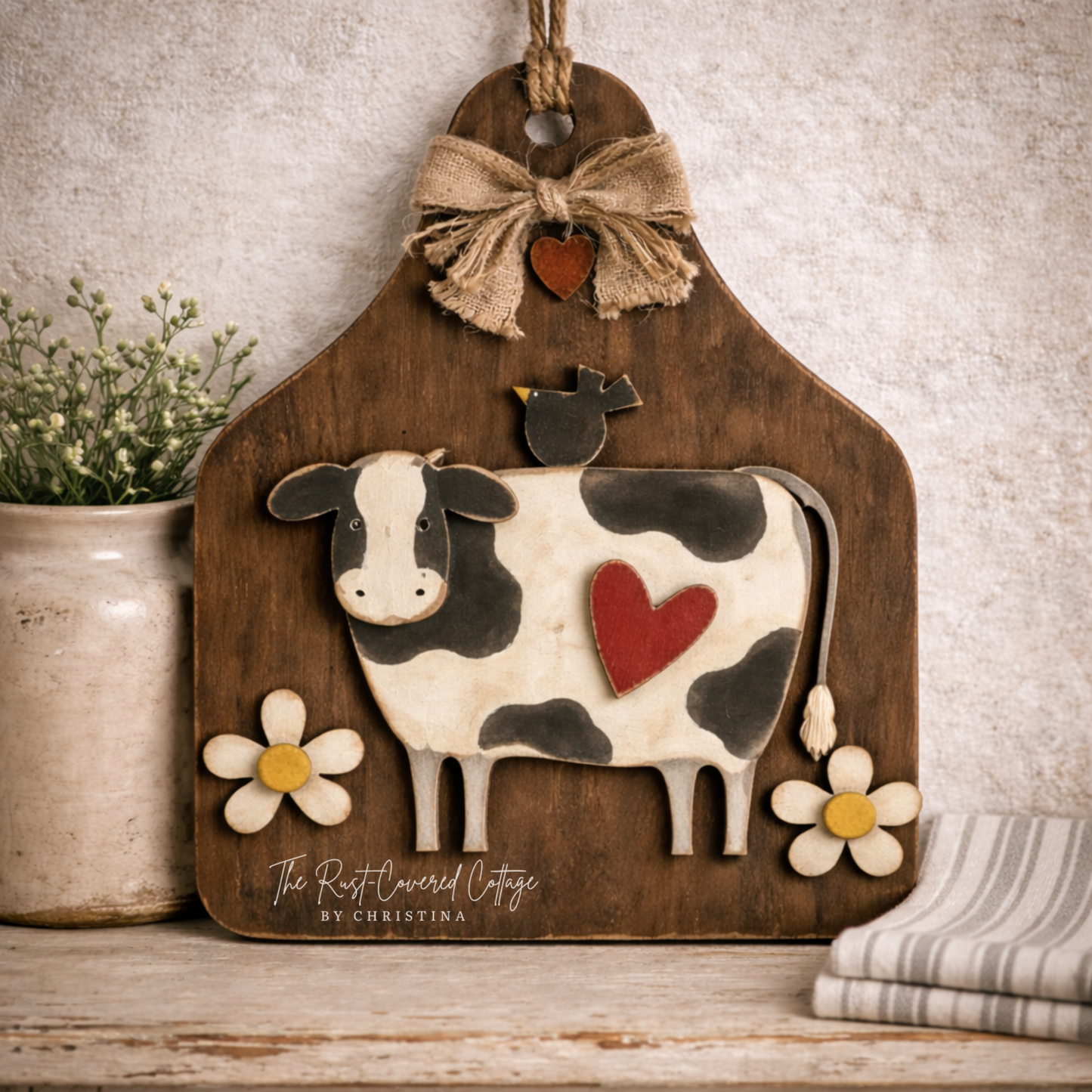 Farmhouse Cow Tag DIY Wood Kit – 12" x 10"