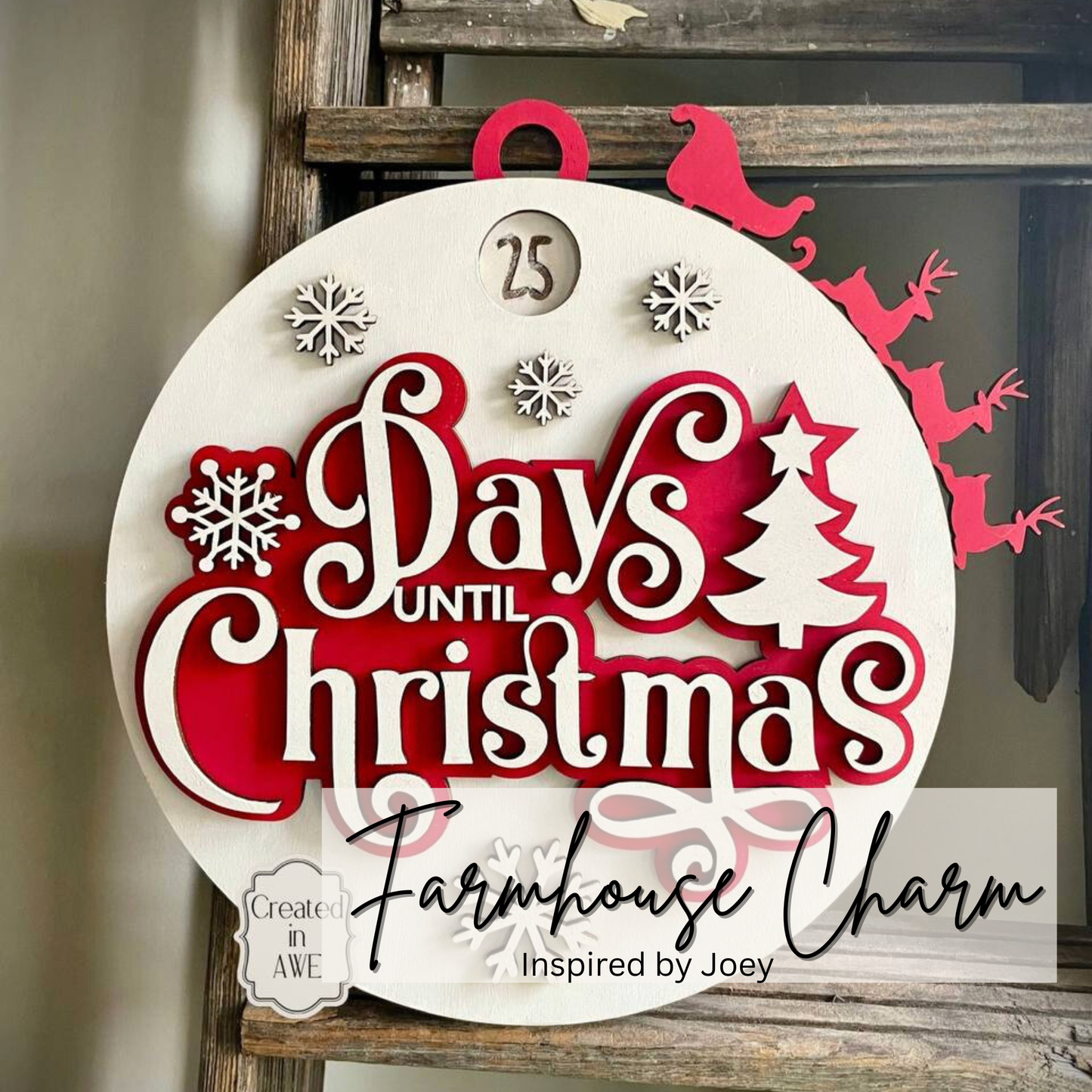 Christmas Countdown Wall Decor | Rotating Days Until Christmas Sign
