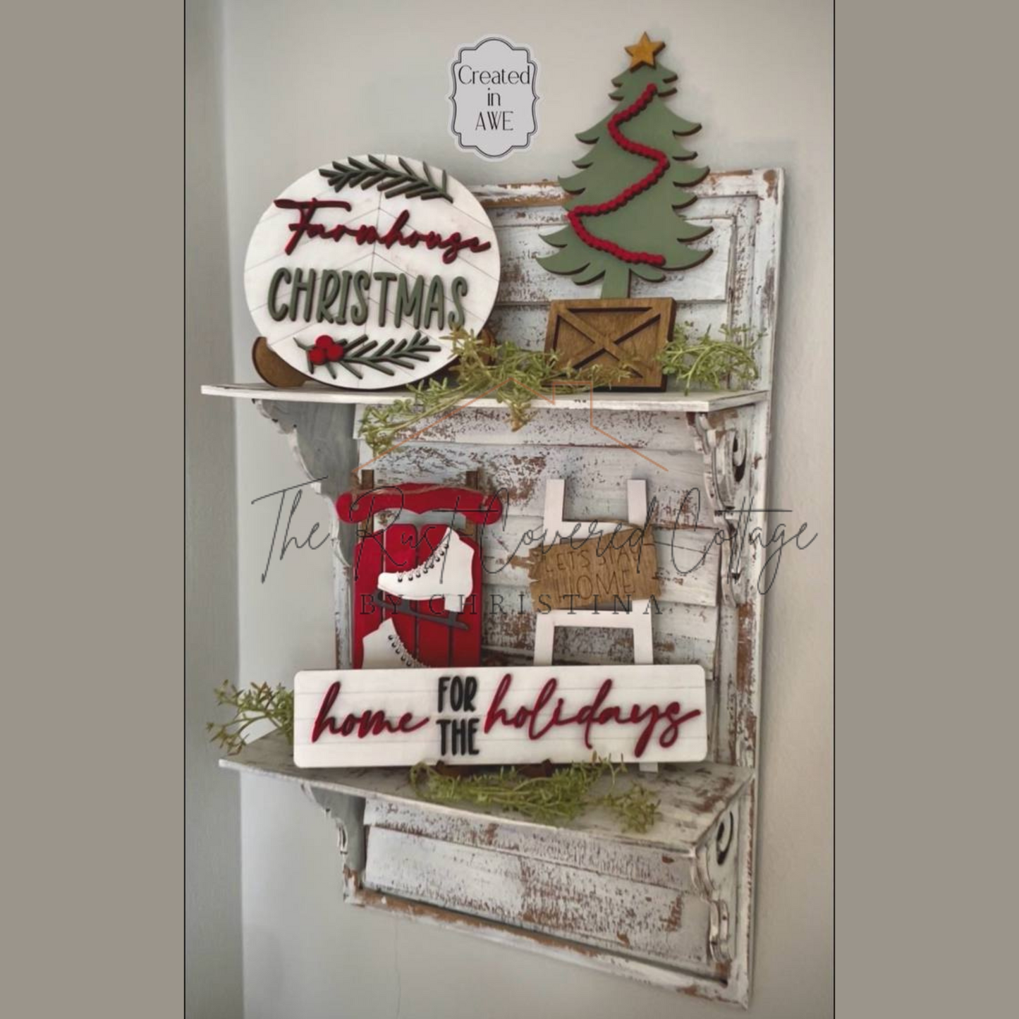 Home for the Holidays Tray Set – Laser-Cut 1/4" Birch | Christmas Décor