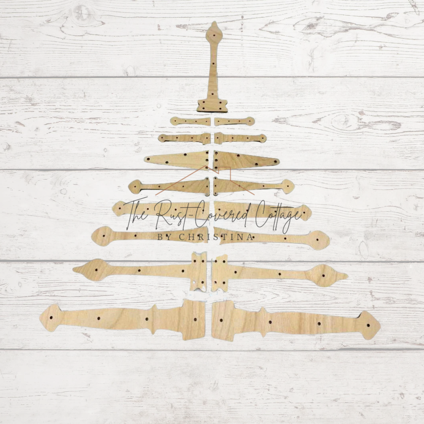 Farmhouse Hinge Christmas Tree | Rustic Holiday Wall Art