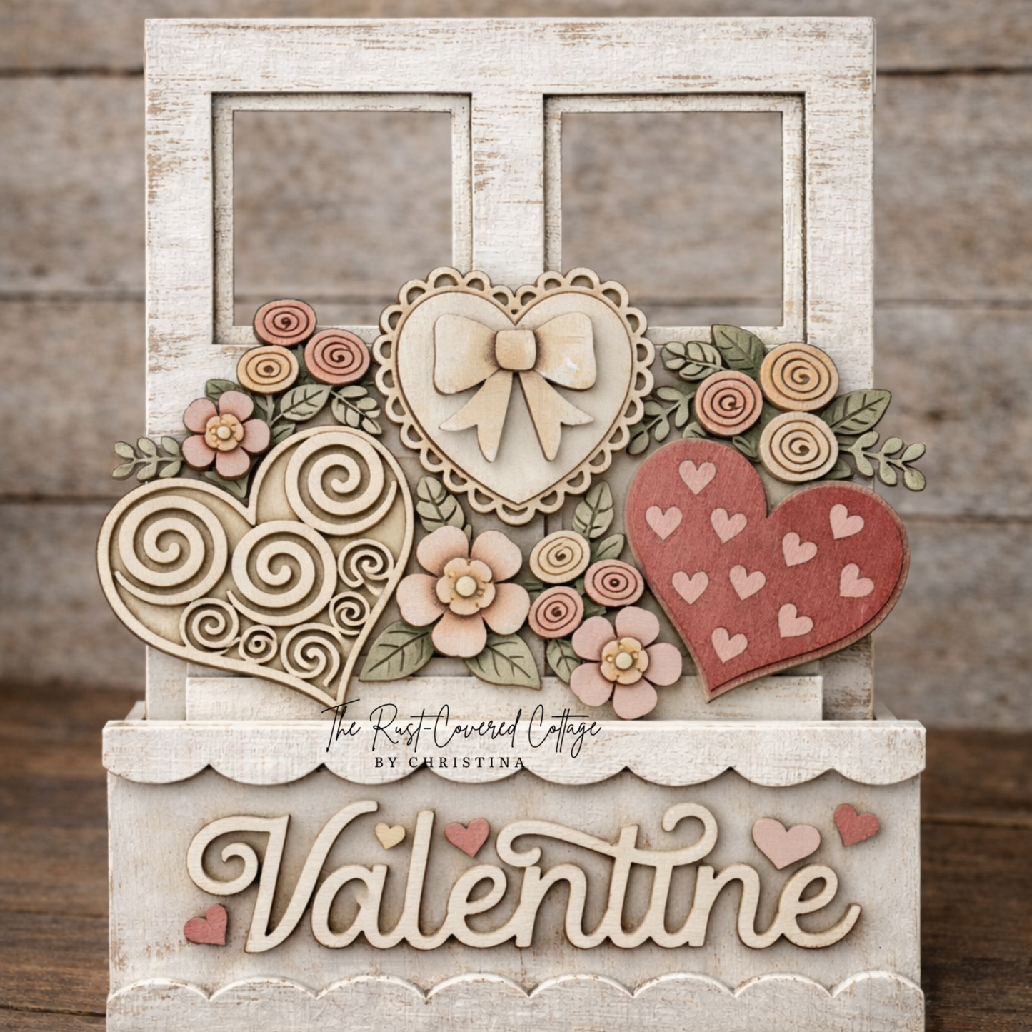 Flower Hearts Insert | Interchangeable Window Box | DIY Wood Kit