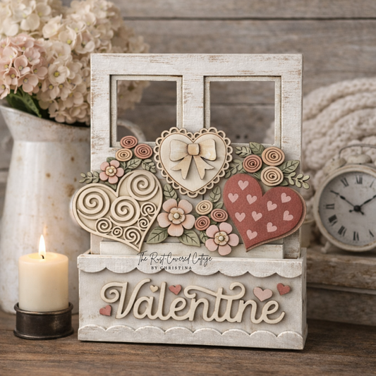Flower Hearts Insert | Interchangeable Window Box | DIY Wood Kit
