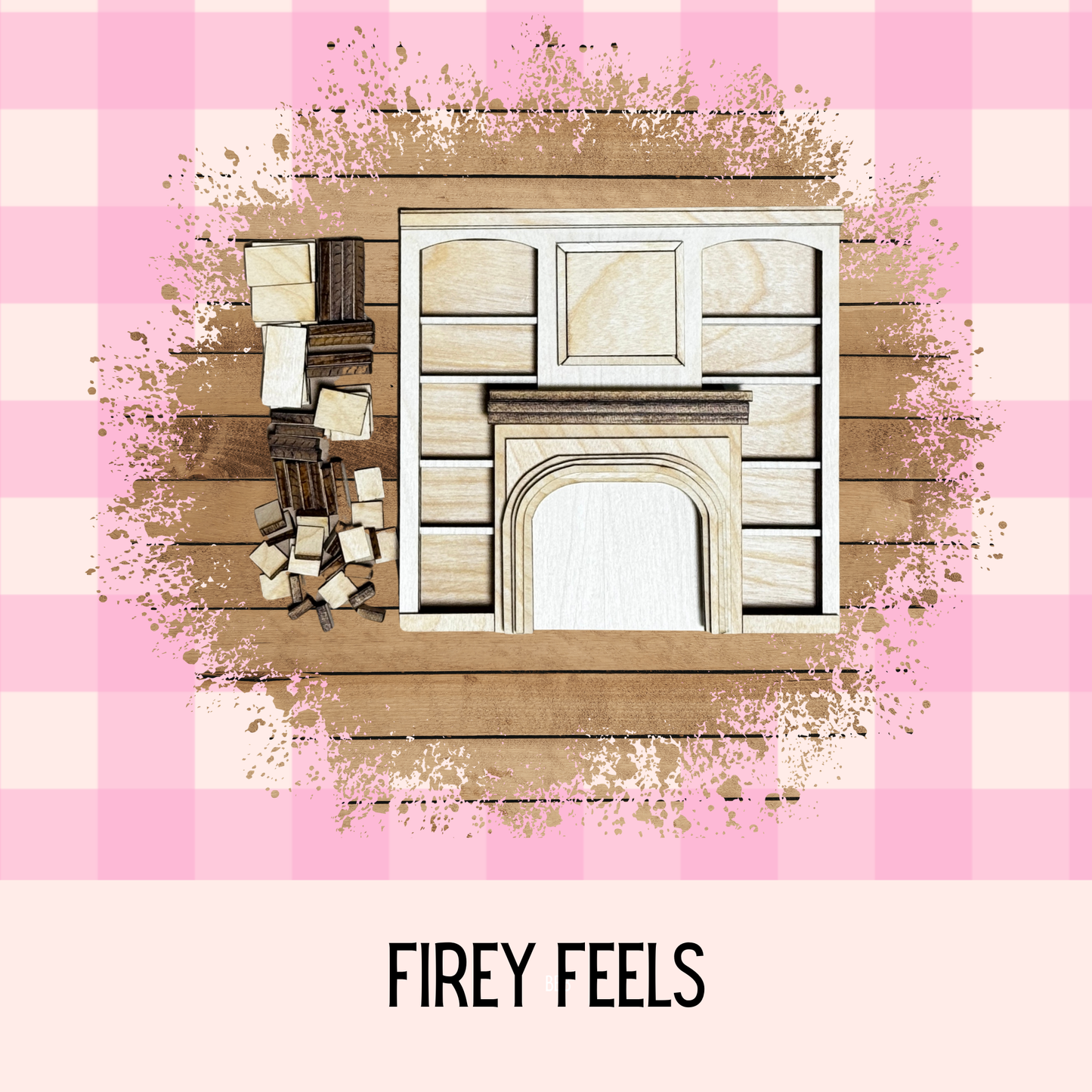 Firey Feels| Cozy Bookshelf & Fireplace Wood Kit – 3D Freestanding Decor