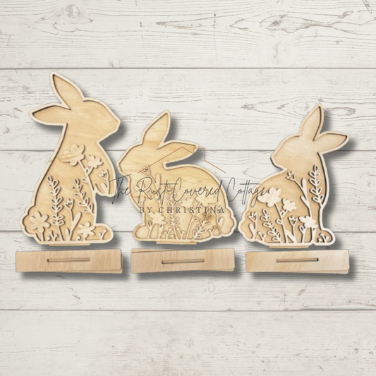 Floral Bunny Shelf Sitters