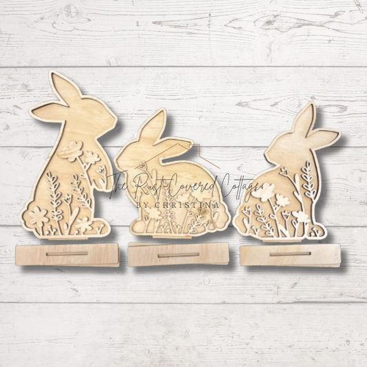 Floral Bunny Shelf Sitters