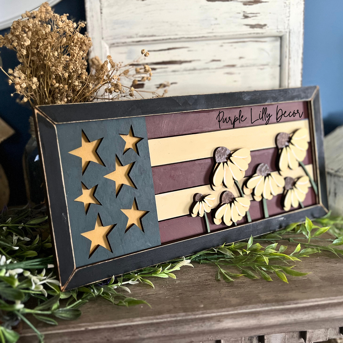 Floral Flag Sign
